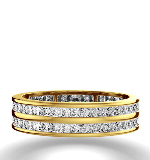 Mens 2ct H/Si Diamond 18K Gold Full Band Ring
